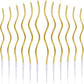 BBTO 12 Pcs Twisted Birthday Candles Spiral Metallic Cupcake Thin Long Cake Candles with Holders for Birthday Wedding Party(Gold