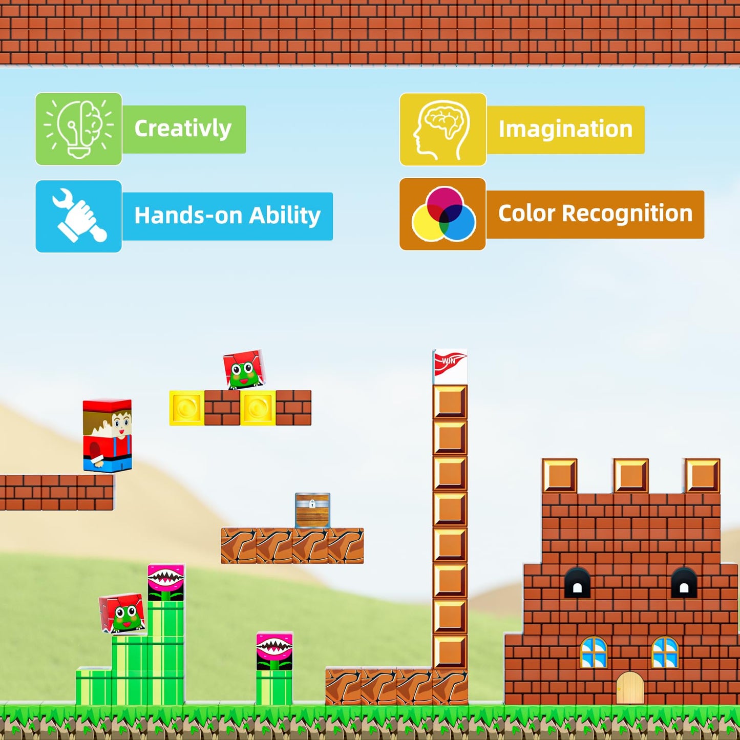 Doloowee Magnetic Building Blocks Sets - Magnetic Cubes For Kids 4-8, Toddler Kids Toys Magnet Blocks Ages 3-5, Mine World Game Themed Gifts Toys For 3 4 5 6 7 8+ Year Old Boys & Girls