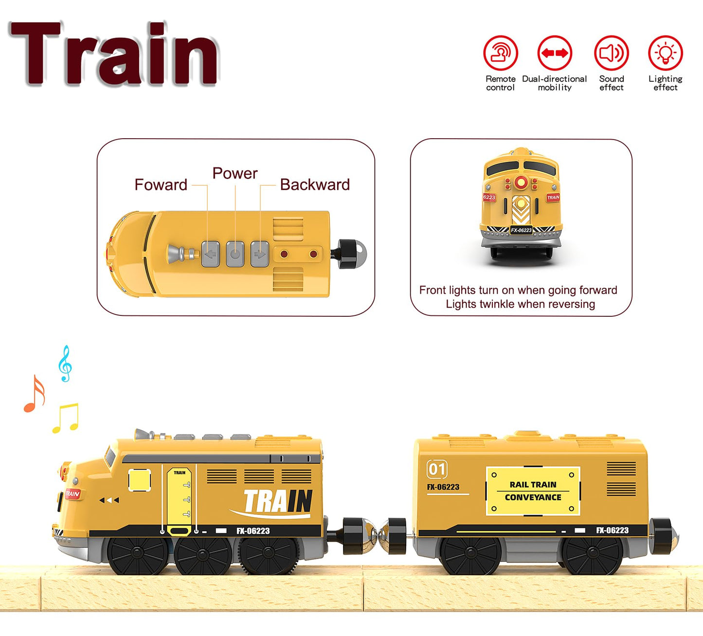 Z MAYABBO Motorized Train Toy - Remote Control Electric Locomotive, Yellow, 4.1" x 4.3" x 2.8", Compatible with Thomas & Brio