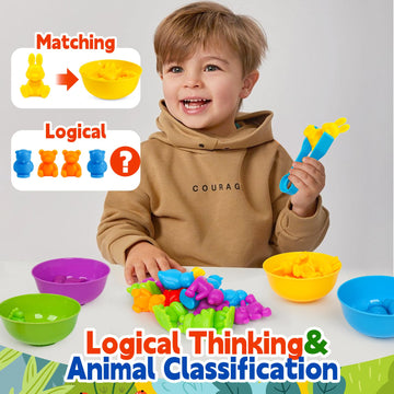 Color Sorting Toys For Toddlers 1-3,Counting Animals Sorting Matching Games Montessori Educational Preschol Learning Activities