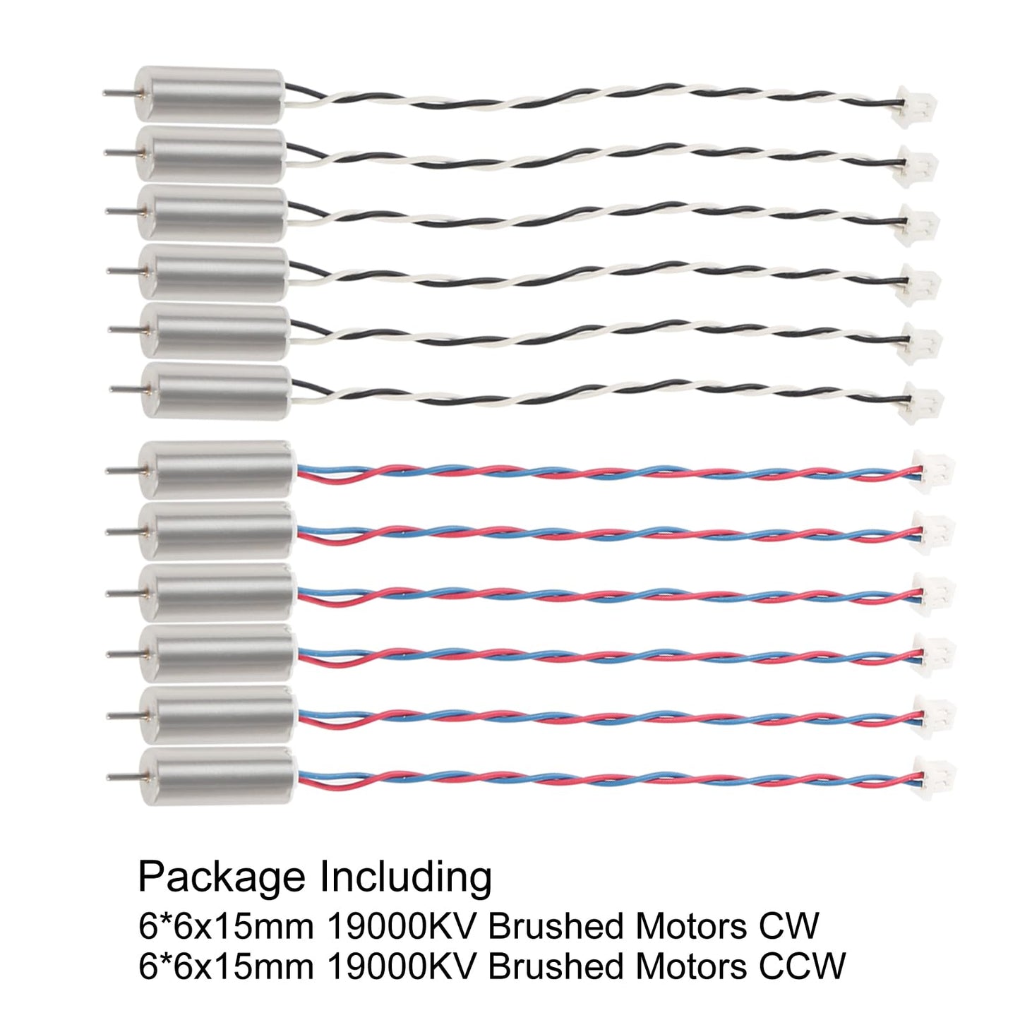 XIITIA 12pcs 615/6x15mm Motor 19000KV Insane Tiny Whoop Drone Frame Brushed Motors 4CW 4CCW Coreless Motor with JST-1.25 Connect