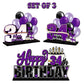 Lingteer Happy 34Th Birthday Purple Acrylic Table Topper Centerpieces Set - Cheers To 34 Years Old Birthday 34Th Bday Party Gift Decorations.