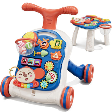 Qdragon 3 In 1 Baby Walkers For Boys, Baby Push Walker And Activity Center, Sit To Stand Walker Toy, Early Learning Push Toys Fo