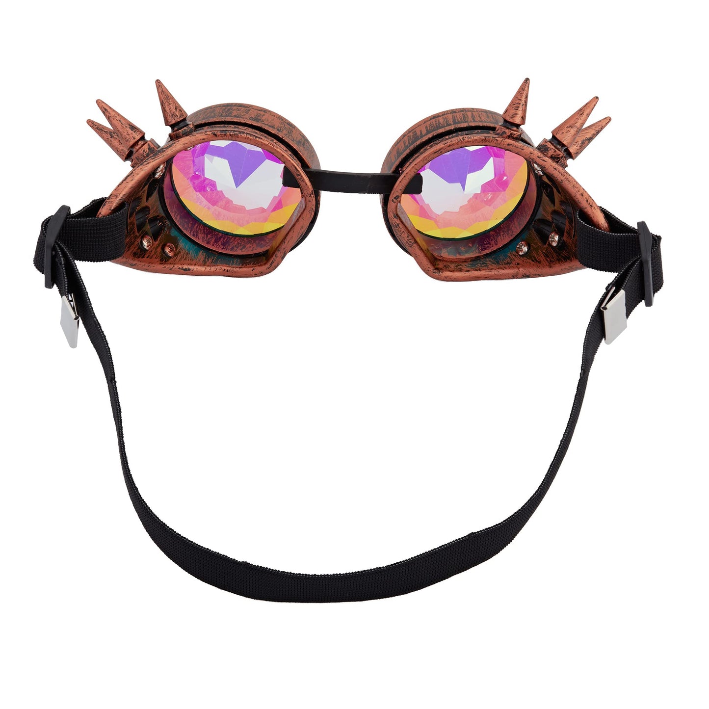 Raves Goggles With Rainbow Crystal Glass Lens Kaleidoscope Glasses Funky Prism Steampunk Glasses For Cosplay Party