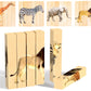 Wooden Animal Chunky Puzzles For Toddlers 2+ Years - Montessori 4 In 1 Safari Animal Block Puzzle Toy