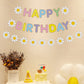Zwiebeco Macaron Daisy Birthday Party Decoration Supplies - Macaroon Little Daisy Happy Birthday Sign Banner Bunting Garland Han