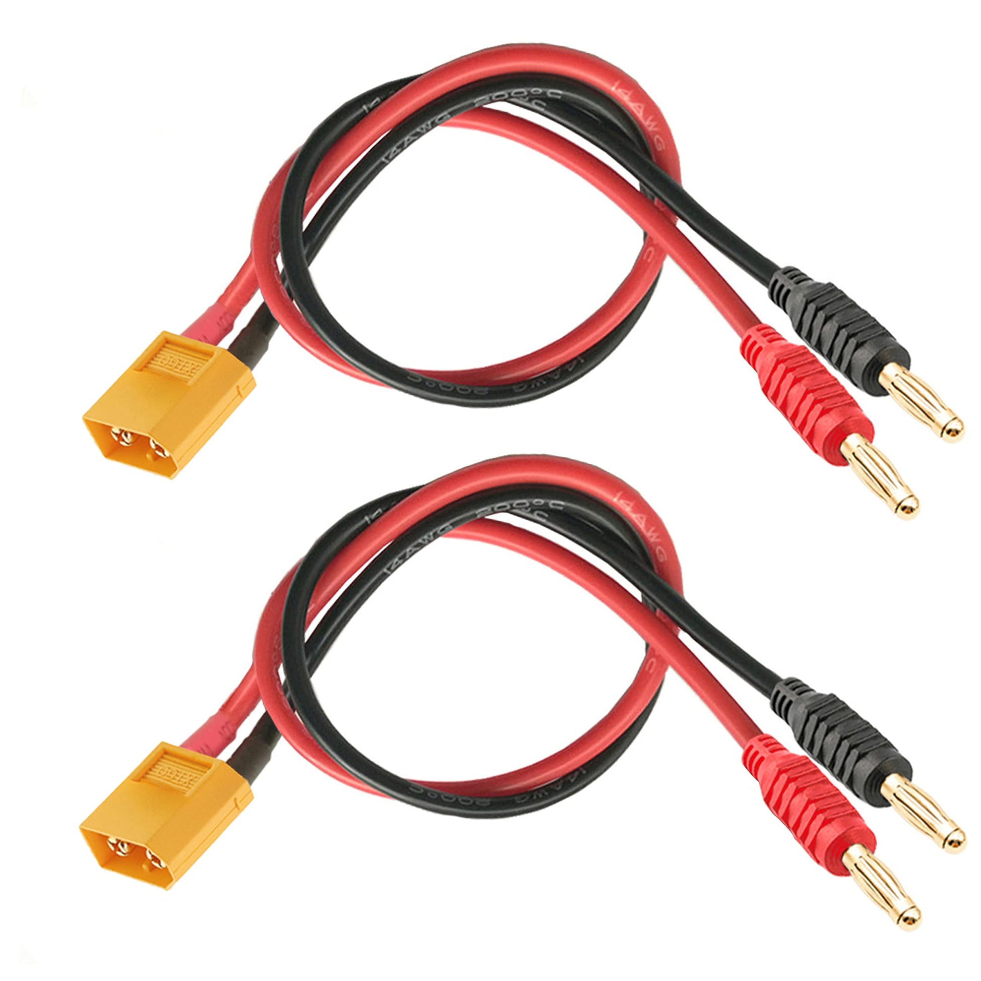 WOODGUILIN XT60 Charging Cable,Connector Plug to 4mm Banana Connector Adapter Charger with 12AWG 30CM Cable Connector,RC Battery