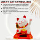 KOXXUD Lucky Cat Waving Arm Set, Vivid and Lovely Chinese Cat, Solar Fortune Cat Statue Decorations for Decorating Front Desk, C