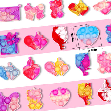 90Pcs Prefilled Cards With Pop Fidget Toys Bulk-Valentines Day, Valentine Exchange For Classroom, School Party Favors For Kids,