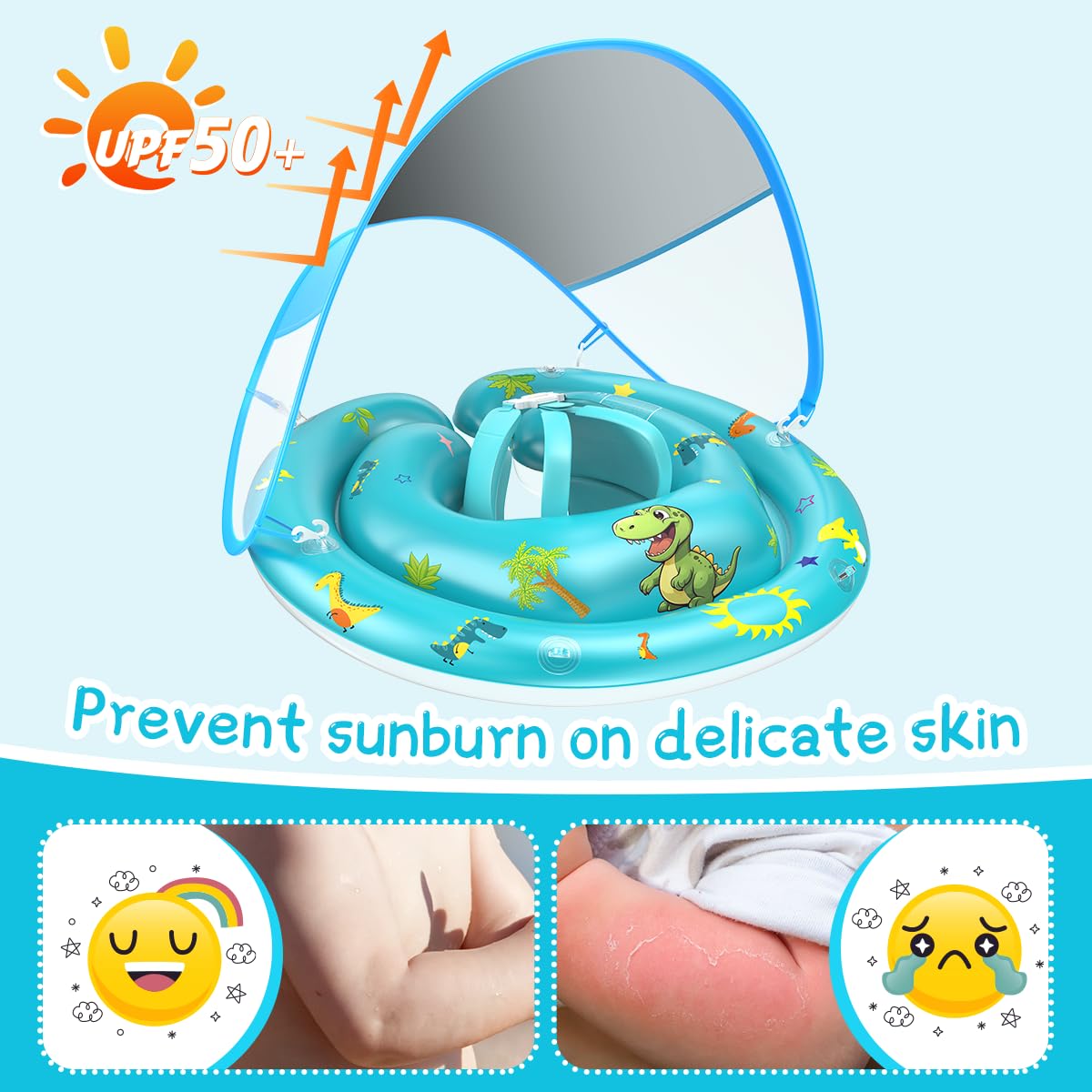 Baby Pool Float With Canopy Removable Upf50+ Uv Sun Protection,Third-Generation Upgraded Baby Swimming Float,More Stable Baby Swimming Pool Float,Suitable For Babies Aged 6-24 Months Swimming Float