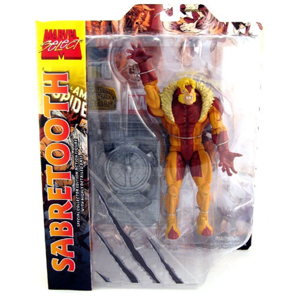 Diamond Select Toys Marvel Select Sabretooth Figure - 7" Black Plastic Action Figure, Model MAR094734