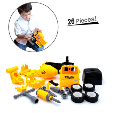 MUKIKIM Construct A Truck - Mixer. Take it Apart & Put it Back Together + Friction Powered(2-Toys-in-1!) Awesome Award Winning T