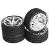 Chanjorlin 1/10 On Road Tires and Aluminum Wheels 12mm Hex RC Rally Racing Tyres OD 2.56'' for Tamiya TT01 TT02 XV01 TA06 A959 P