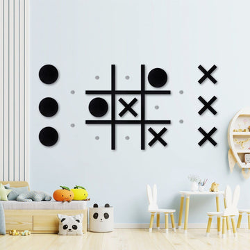 Magnetic Tic Tac Toe Wall-Mount Game, Game Room Decor,Kids&Adults Indoor Party Game,Modern Wall Decals For Kids Room,Playroom De