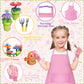 deAO Kids Gardening Set 14Pcs Gardening Tools Set with Storage Box& Apron - DIY Flower Garden Building Toys Set for Boys Girls O