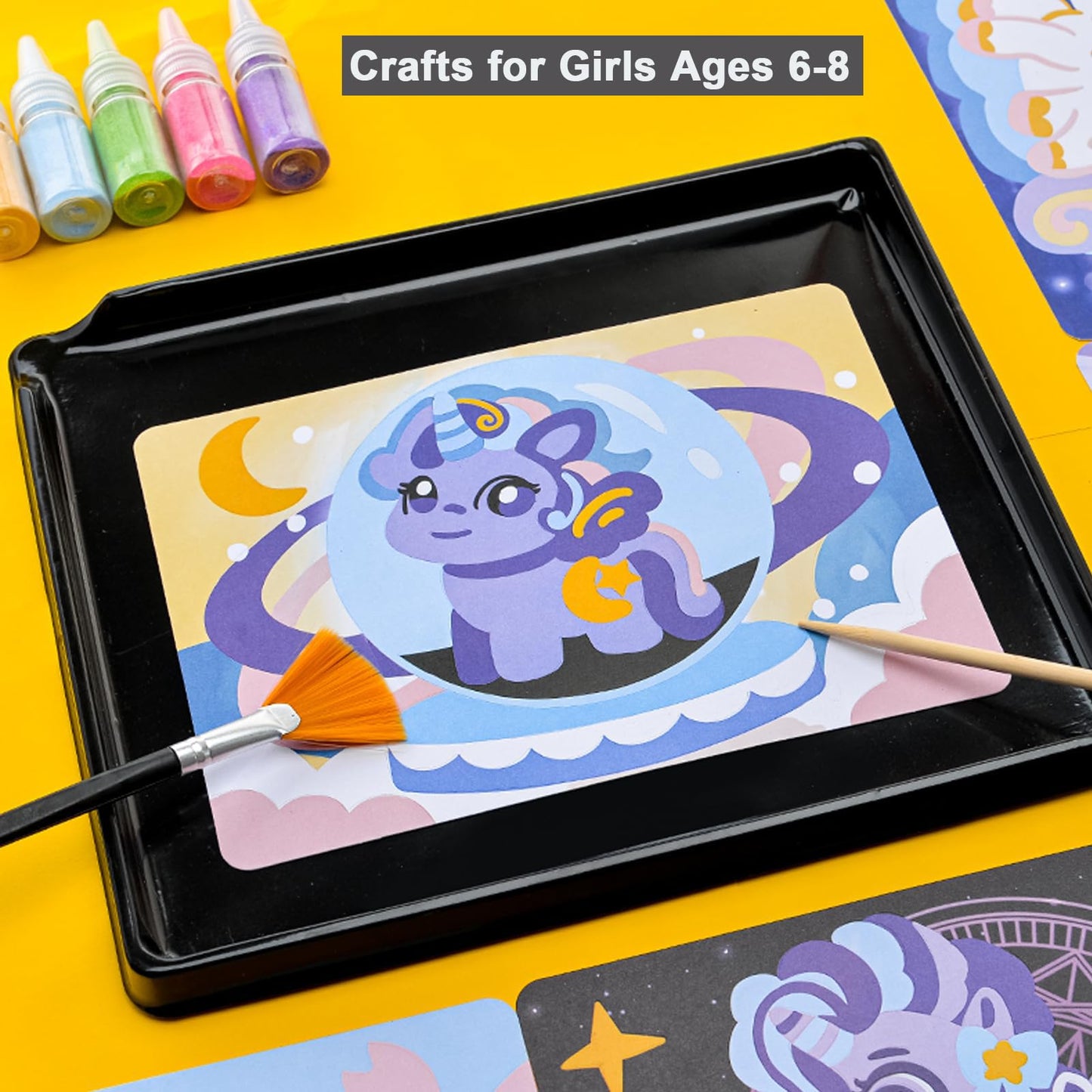 Tnoone Animal Sand Art Kits For Kids,Diy Crafts For Kids Ages 4-8,Color Sand Art Pictures,Art Crafts Learning Toys,Ideal Gifts F