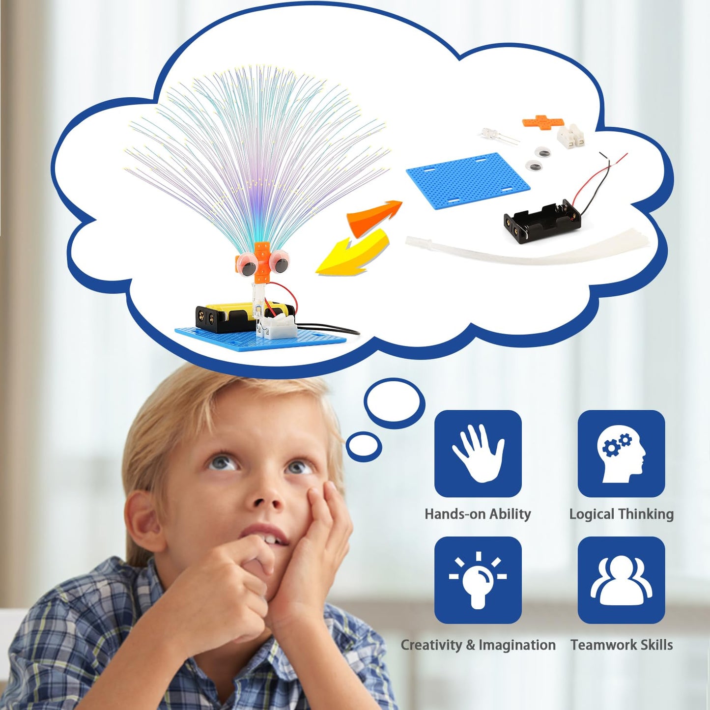 7 Set Bulk Stem Kit Individual Craft Kits For Kids, Science Projects Crafts Group Activity, Light Experiments Circuit Toys, Fun Fiber Optic Steam Activities For Boys Girls Ages 6-8 8-12 6 8 10 Year