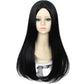 Uniquebe Long Black Wig For Kids Girls 60Cm Long Straight Middle Part Wig Heat Resistant Synthetic Wig + Wig Cap For Halloween C