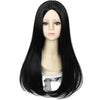 Uniquebe Long Black Wig For Kids Girls 60Cm Long Straight Middle Part Wig Heat Resistant Synthetic Wig + Wig Cap For Halloween C
