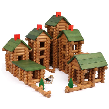 Wondertoys 530 Pcs Wooden Logs Set Ages 3+, Classic Building Log Toys For Kids, Creative Construction Engineering Educational Gifts