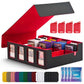 Uaono Trading Card Storage Box With Commander Display; 2400+ Deck Box For Mtg With Removable Cover; Toploader Card Case Fits Magic Tcg Ptcg Sports Cards; 24 Dividers, 4 Stoppers (Black, Red)