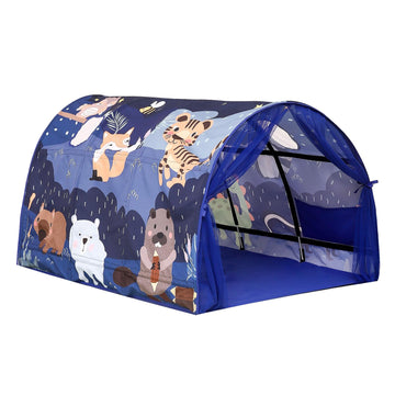Crawlbo Kids Bed Tent Twin Beds -Zoos Wonder Play Tents Boys Girls Ventilated Indoor Play Tent Children Promotes Independent Pla