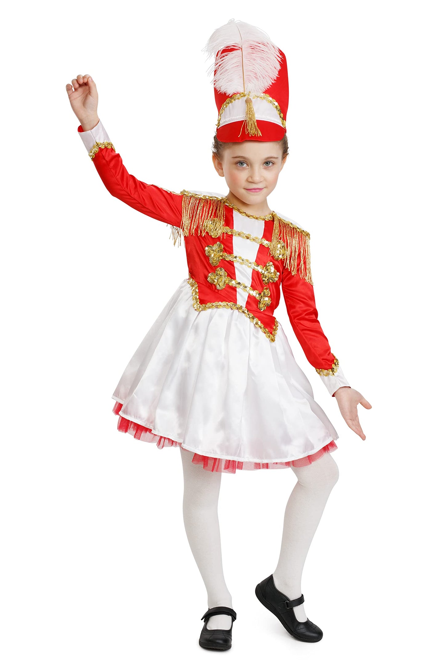 Dress Up America Drum Majorette Costume For Girls - Marching Band Uniform For Kids Red