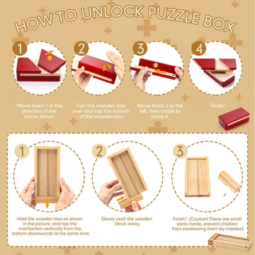 Hanaive 5 Pack Christmas Puzzle Box Gift Wooden Secret Money Puzzle Box With Hidden Compartments Ideal Money Box 3D Wood Lock Bo