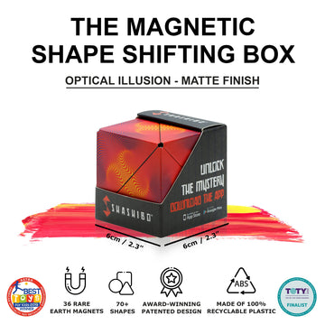 Shashibo Shape Shifting Box - Award-Winning, Patented Fidget Cube W/ 36 Rare Earth Magnets - Transforms Into Over 70 Shapes, Download Fun In Motion Toys Mobile App (Original Series - Optical Illusion)