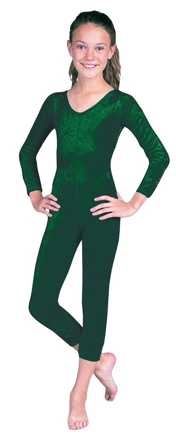 Girl'S Unitard Green Velvet Lg
