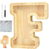 Bitreeworks Letter Piggy Bank, Personalized Wooden Coin Banks, Large Wood Money Peny Bank For Adults (9'', Alphabet F)