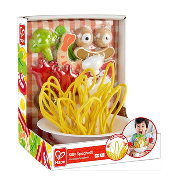 Hape Silly Spaghetti |13 Piece Wooden Spaghetti Fidget Toy, Colorful Pretend Play Cooking Set For Kids 3 Years And Up (E3165)