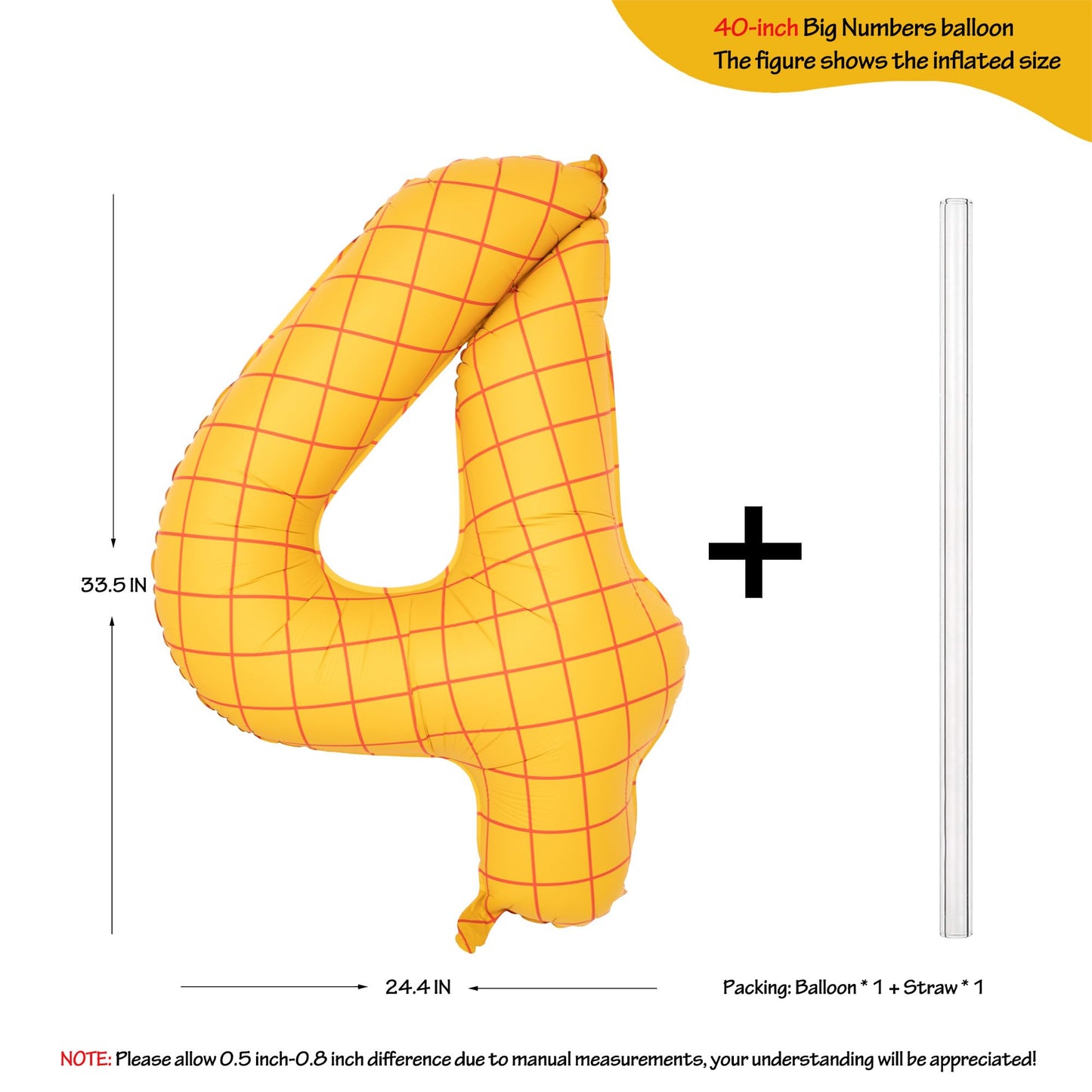 40 In Matte Yellow Number Balloons Helium Foil Mylar Balloon Birthday Party Banquet Decoration Digital 4