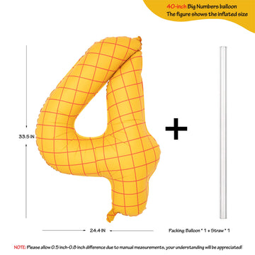 40 In Matte Yellow Number Balloons Helium Foil Mylar Balloon Birthday Party Banquet Decoration Digital 4