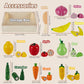 HERSITY Wooden Play Food Set Cutting Fruits and Veggies Toys for Toddlers 1-3, Pretend Play Kitchen Accessories Montessori Educa