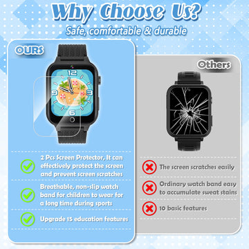 Tywop Smart Watch For Kids Girls Age 3-12 With 26 Puzzle Games Hd Video Camera Touchscreen Music Player Learning Cards Storybook Pedometer Metal Case Kids Watch Toy Birthday Gifts