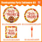Kepeel 96 Pcs Fall Thanksgiving Party Supplies Give Thanks Party Plates Fall Pumpkin Turkey Autumn Party Plates Napkins Set Disp