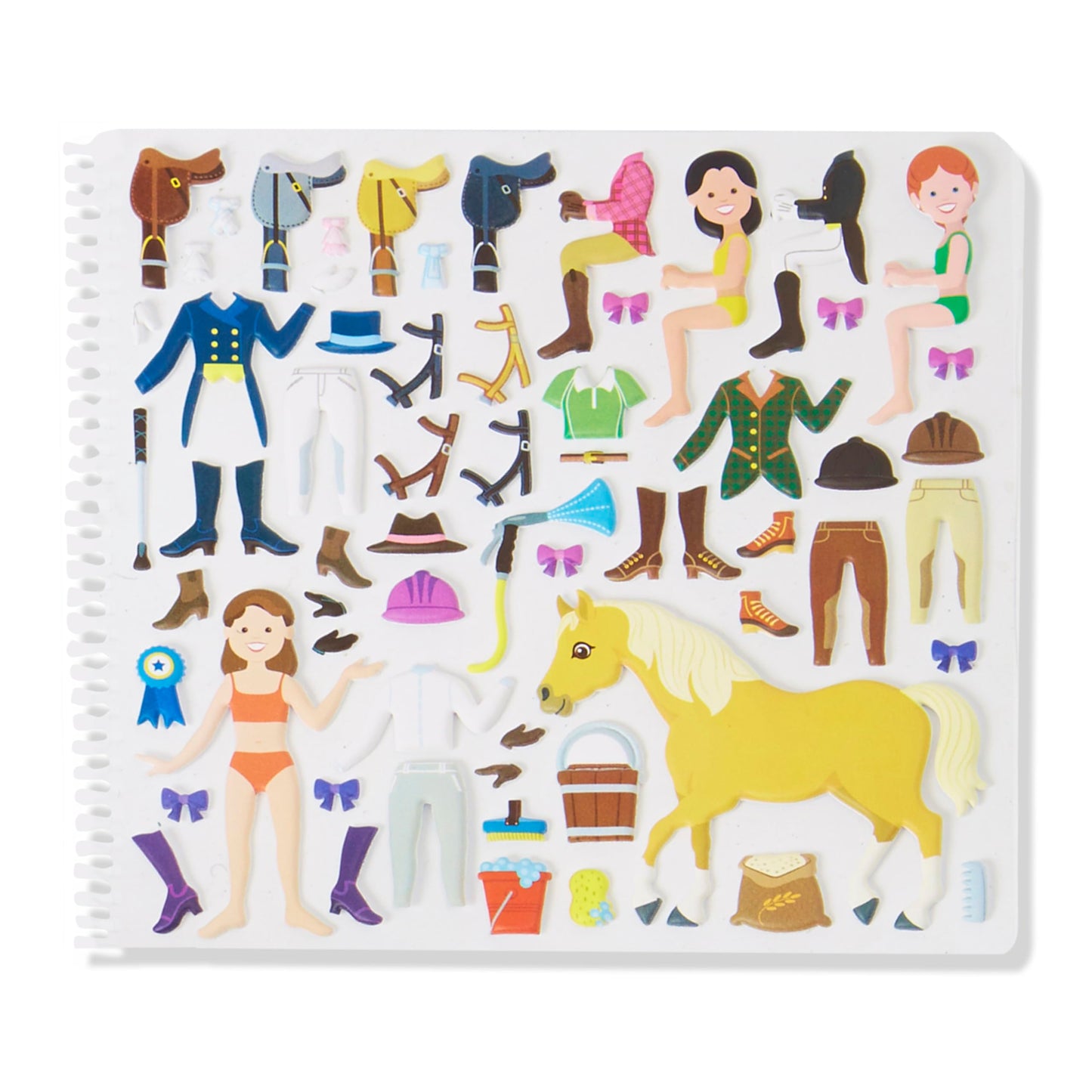 Melissa & Doug Puffy Sticker Activity Book - Riding Club, 139 Reusable Stickers, Vinyl, 1 EA