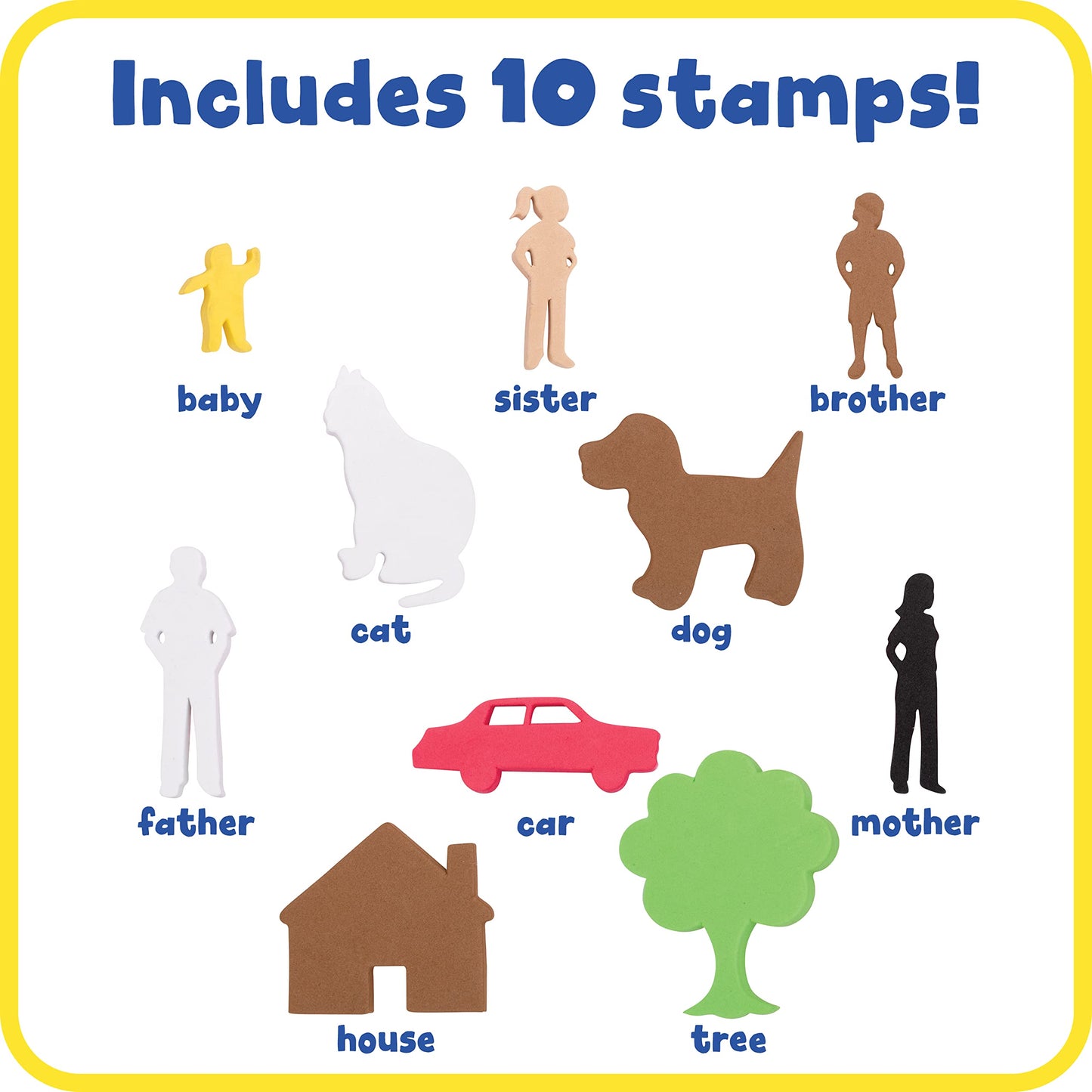READY 2 LEARN Giant Stampers - Family Members - Set of 10 - Easy to Hold Foam Stamps for Kids - Arts and Crafts Stamps for Displ
