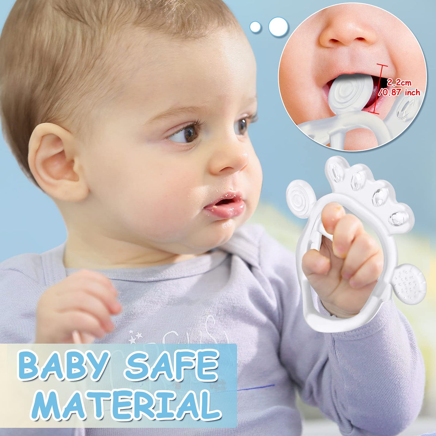 5 Pieces Baby Teething Toys For 6-12 Months Silicone Teether Hand Teether With Adjustable Wristband Anti-Dropping Chew Toys For