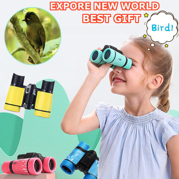 Kid Binoculars Best Gifts For 3-12 Years Boys Girls High-Resolution Optics Shockproof Mini Compact Binocuolar Toys Folding Small Telescope For Bird Watching Camping Outdoor Play (Yellow)