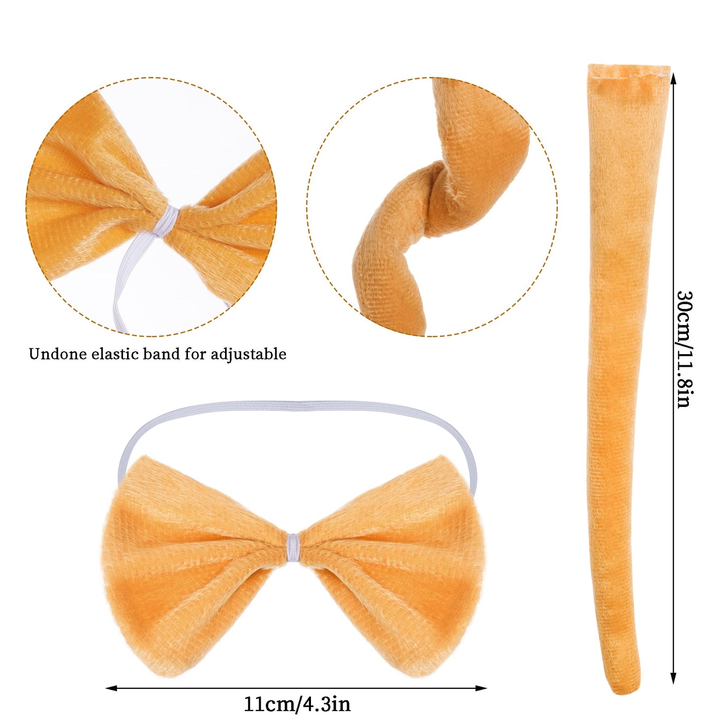 Jmkcoz Lion Ears Headband Tail Bowtie Tutu Costume Set, Lion Halloween Animal Fancy Dress Up Cosplay Party Favor