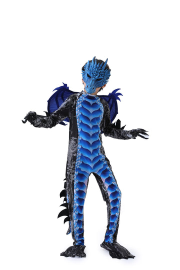 Clothand Dragon Costume Kids, Dragon Costume For Boys With Dragon Wings, Tail, Gloves And Mask Set For Halloween Dress Up - L (B