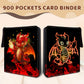 Wazzio 900 Pocket Trading Card Storage Album  Card Binder with 50 Durable 9-Pocket Pages  Pterosaur Dragon Design on Pocket Card Packs  Gifts for Zipper Closure Collector's Album