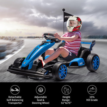 Hetoy 24V Electric Drift Kart For Kids Ages 6-12, Adjustable Seat &Variable Speed(8.5Mph), Eva Silent Wheels & Parent-Approved S