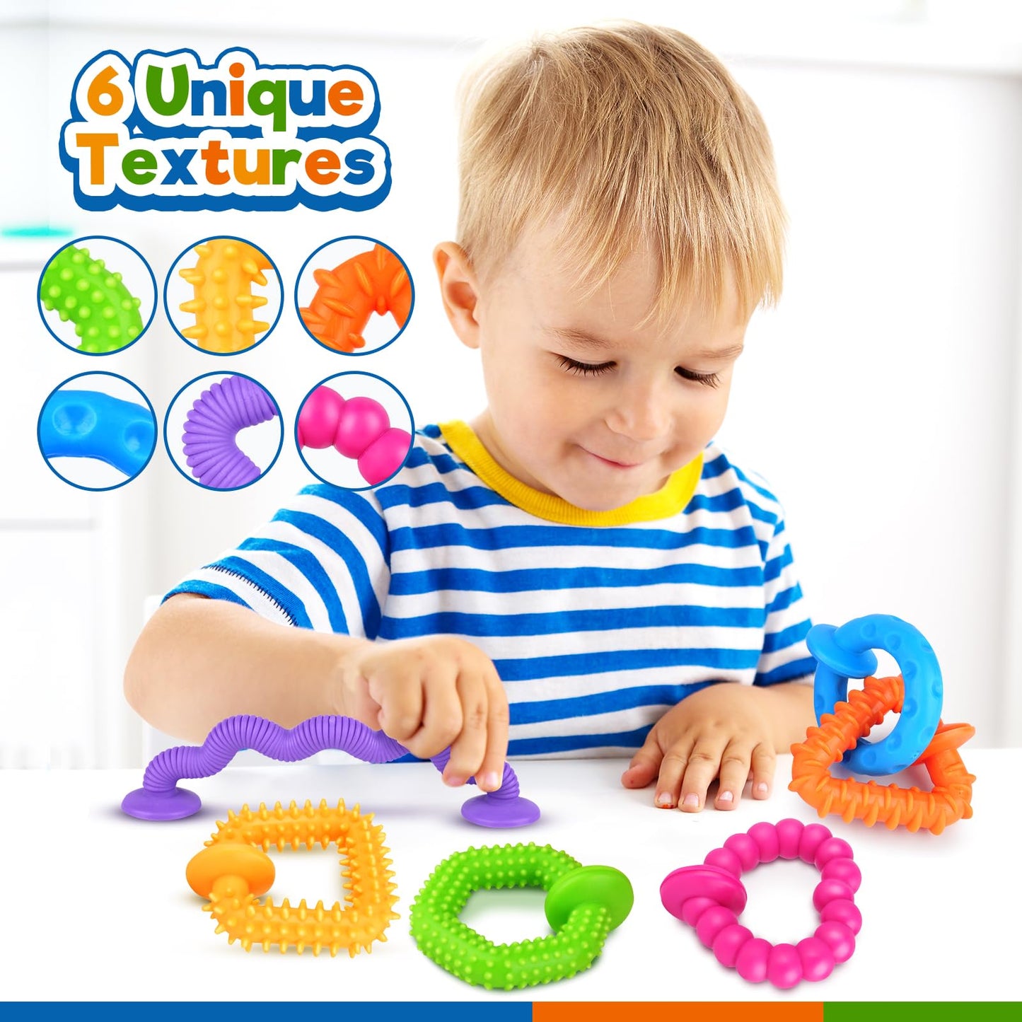 Richtim Bath Toys Toddlers Suction Toys: 6 Pack Colorful Textured Suction Bath Toys For Bathtime - Baby No Hole Bath Toys