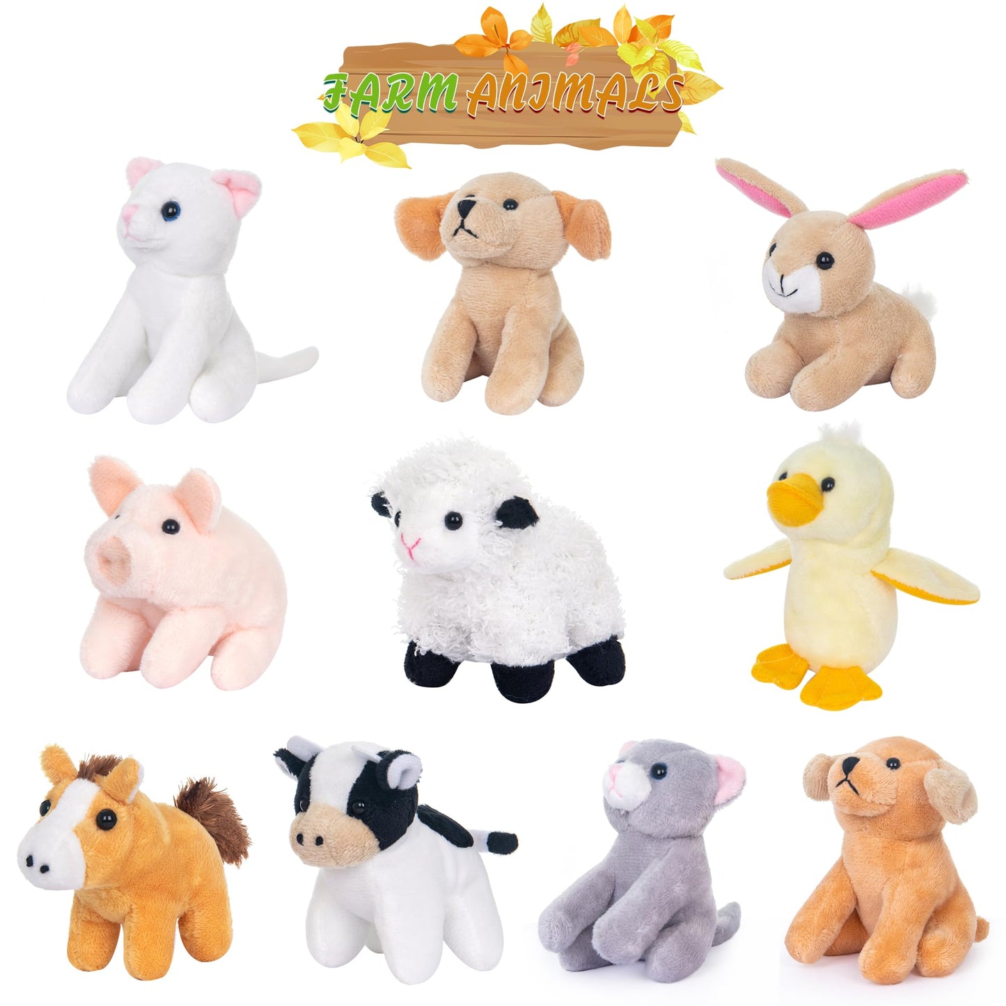 My Oli 10 Pack Plush Farm Animals Toys Stuffed Animals Bundle 3.5 Inch Cute Small Stuffed Animal Bulk Plush Toys For Kids, Plush