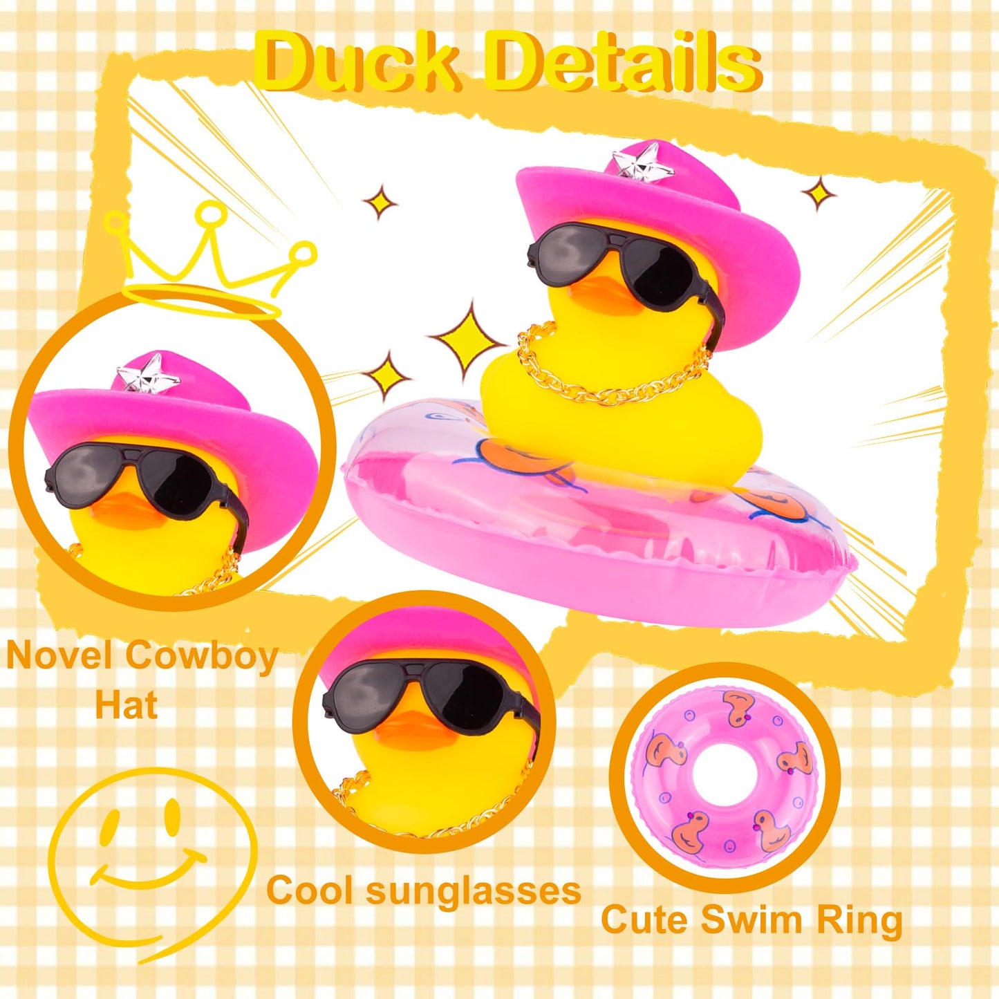 Mumyer Car Rubber Duck 2Pcs Duck Car Dashboard Decorations Yellow Duck Car Ornaments For Car Dashboard Decoration Accessories Wi