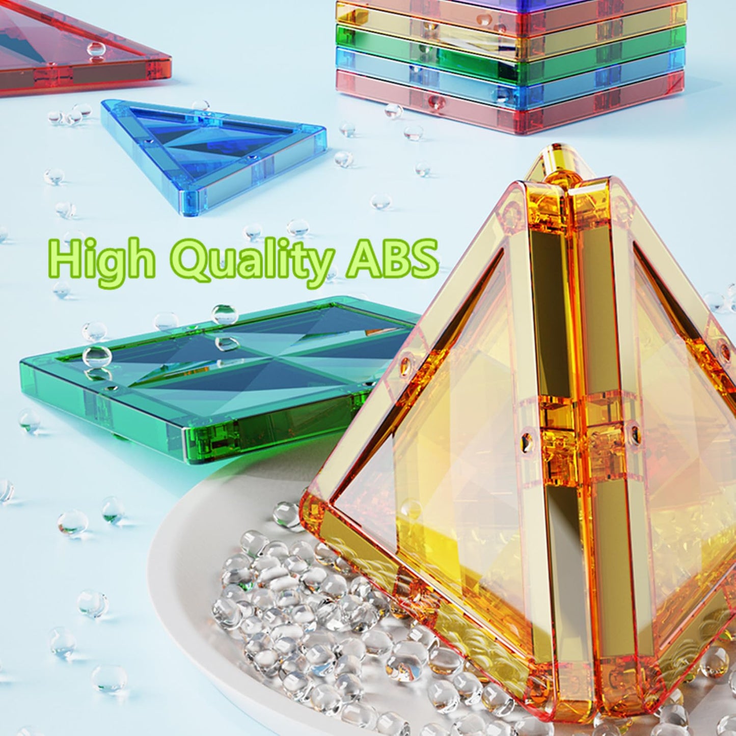 BESTYMXY Magnetic Tiles, Magnetic Block, Magnet Building Set, Clear Diamond Reflective Magnetic 3D Building, STEM Toys for Kids,