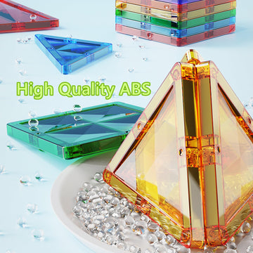 BESTYMXY Magnetic Tiles, Magnetic Block, Magnet Building Set, Clear Diamond Reflective Magnetic 3D Building, STEM Toys for Kids,